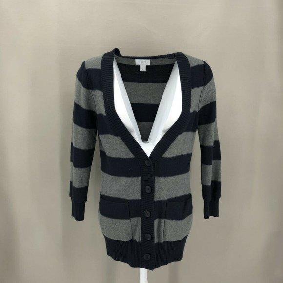 Ann Taylor Sweaters - Ann Taylor Loft Striped Button Down Cardigan Sz S